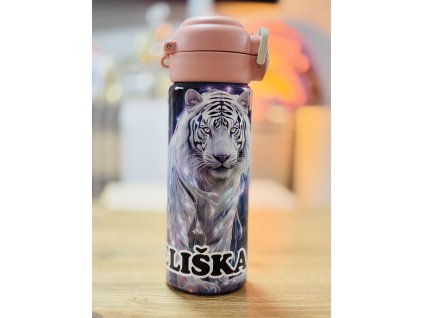 Dětská termoska s brčkem i pítkem- 530ml -  tygr