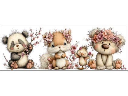 Nerozbitný hrneček - Zvířátka s růžovými květy