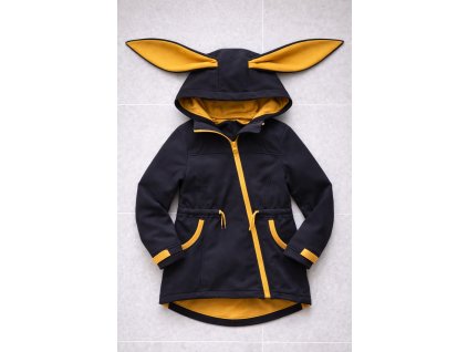 Kabátek s ušima - Černý s okrovou