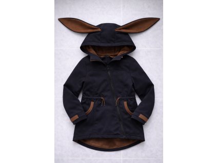 Kabátek s ušima - Černý s hnědou