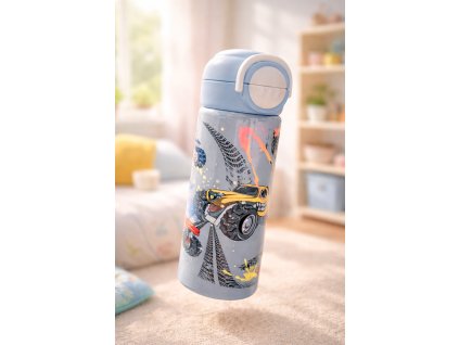 Dětská termoska s brčkem i pítkem - 530ml -  monster truck