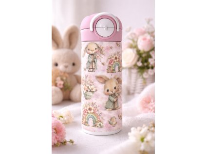 Dětská termoska s brčkem i pítkem - 530ml -  zvířátka