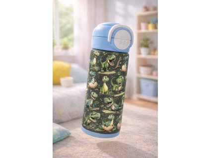 Dětská termoska s brčkem i pítkem - 530ml -  dino