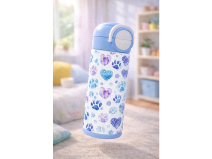Dětská termoska s brčkem i pítkem - 530ml -   Tlapky