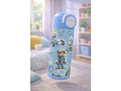 Dětská termoska s brčkem i pítkem - 530ml -  méďa