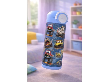 Dětská termoska s brčkem i pítkem - 530ml -  auto