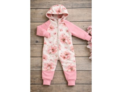 Overálek teplákový - květy