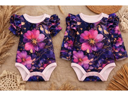 Rostoucí body - bavlněné s volánky - květinky