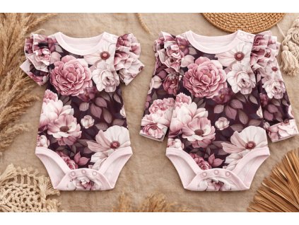 Rostoucí body - bavlněné s volánky - květinky