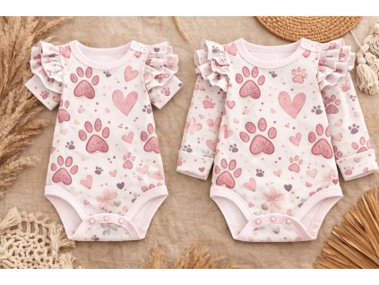 Rostoucí body - bavlněné s volánky - tlapičky