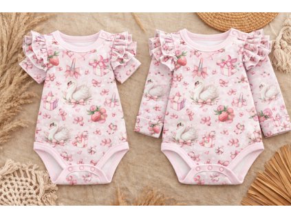 Rostoucí body - bavlněné s volánky - Labutě