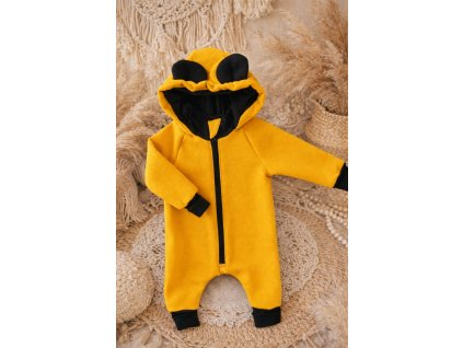 Zateplený rostoucí  overal s ušima - medvídek