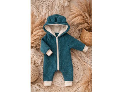 Zateplený rostoucí  overal s ušima - medvídek