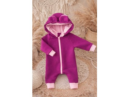 Zateplený rostoucí  overal s ušima - medvídek