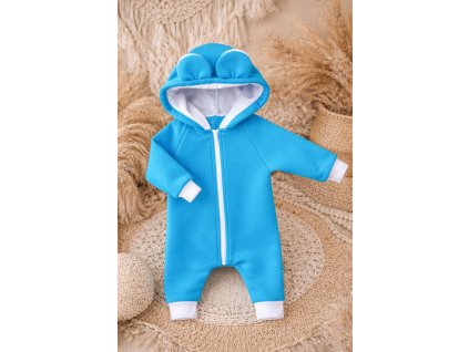 Zateplený rostoucí  overal s ušima - medvídek