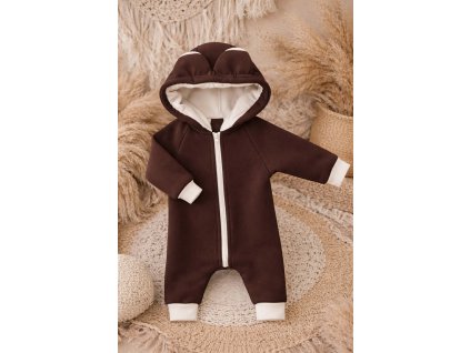 Zateplený rostoucí  overal s ušima - medvídek
