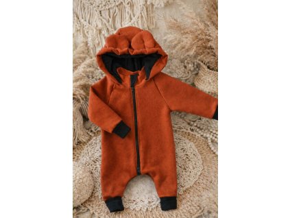 Zateplený rostoucí  overal s ušima - medvídek