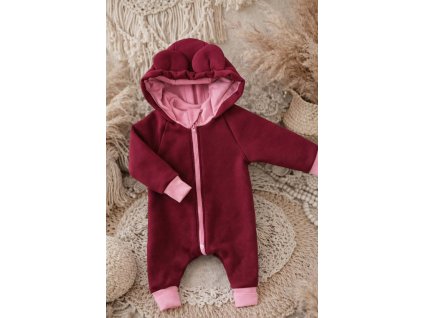 Zateplený rostoucí  overal s ušima - medvídek