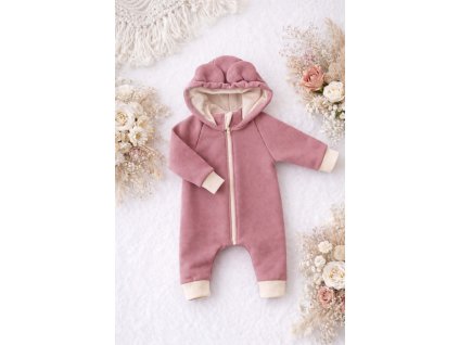 Zateplený rostoucí  overal s ušima - medvídek