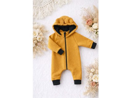 Zateplený rostoucí  overal s ušima - medvídek