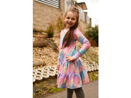 šatičky - vel 140 - pastelová duha