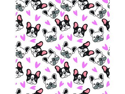 Frenchie love seamless pattern 01