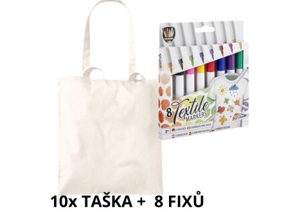 SADA malovani na textil tasky platene bavlnene+fixy