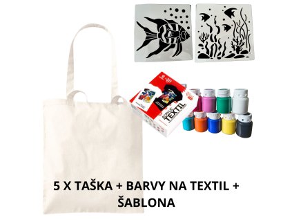 sada malovani na textil tabory skoly skolky barvy tasky sablony