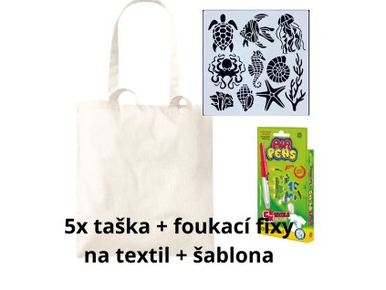 sada malovani na textil tasky fixy sablony diy taska platena