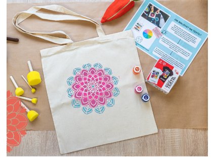 sada malovani na textil pro deti barvy sablony tasky diy