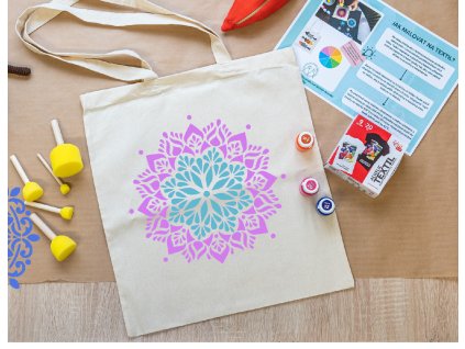 sada malovani na textil tasky barvy sablony mandaly kreativni darky