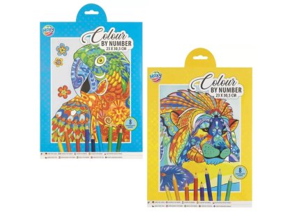 Malování podle čísel - lev/papoušek