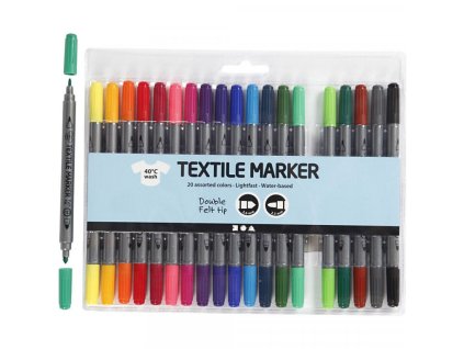 velká sada fixů na textil 20 barev vodní bázi texilní