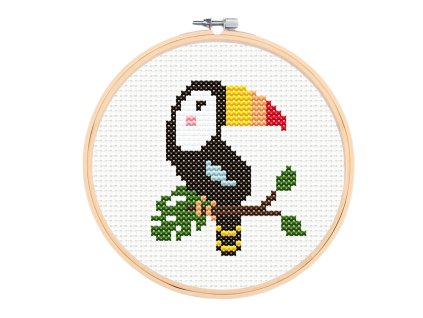 sada na krizkovou vysivku tukan s rameckem ptaci deti detsko krizkova vysivan