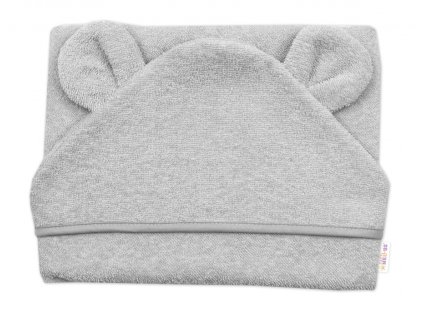146086 271191 kojenecka osuska s kapuci a ousky 80x80cm frote baby nellys seda