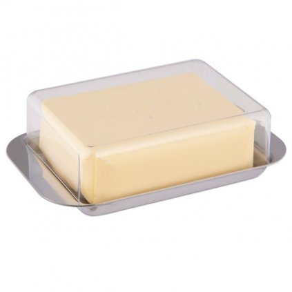 Dóza na máslo 250g nerezová s průhledným víkem