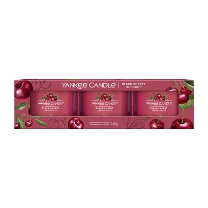 42910 Yankee Candle sada 3 svíček votiv ve skle Black Cherry