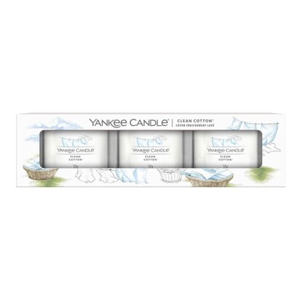 42911 Yankee Candle sada 3 svíček votiv ve skle Clean Cotton