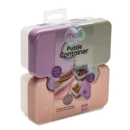 15200 Melii Trojdílná krabička na svačinu Puzzle box 850 ml růžová, fialová, šedá