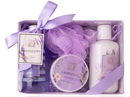 SET koupelový LAVENDER v dárkové krabičce, vč. houba síťovaná SALSA
