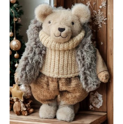 Stojící medvídek v zimním kožíšku, 33cm, La Galleria