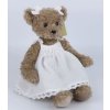 Plyšová medvědice v bílých šatičkách s krajkami a mašličkami, 30cm, La Galleria