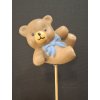 keramický medvídek na špejli - zápich, 22cm