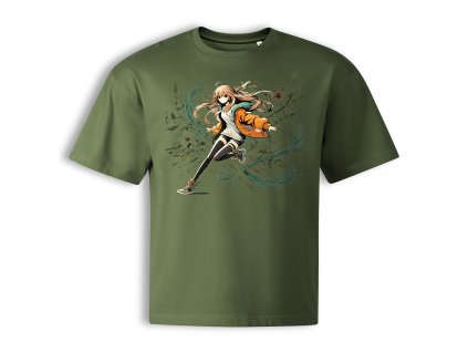 Oversize bavlnené tričko ANIME DIEVČA