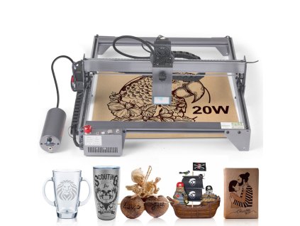 Laserový gravírovací stroj 20 W na drevo, plast, akryl, kožu a nerezovú oceľ, 40x40 cm, kompatibilný s LightBurn & LaserGRBL