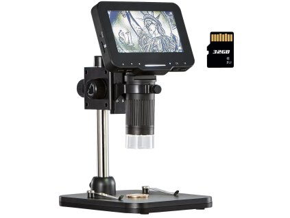 Digitálny mikroskop s HD obrazovkou, zväčšením 50x-1000x, USB pripojením a LED svetlami