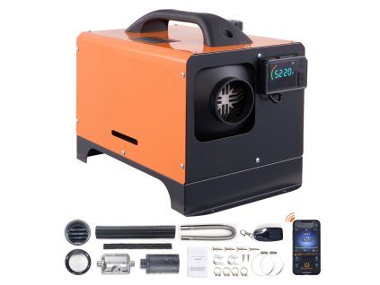 Naftový ohrievač s LCD displejom a Bluetooth ovládaním, 8 kW, 12 V, vhodný pre autá, karavany, dielne a lode