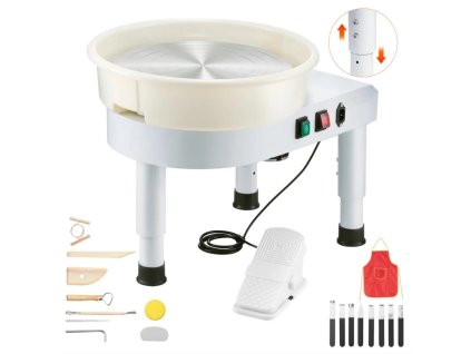Hrnčiarsky elektrický kruh 450W - ovládanie pedálom - biely