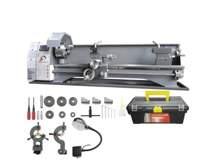 Malý sústruh na kov 211x750mm, 750 W, s rozsahom závitov 10–44 TPI, 50–2500 ot/min