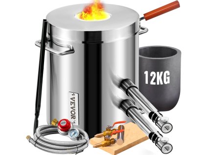 ‚Propanová taviaca pec z nerezovej ocele, 12 kg, 1482°C, pre tavenie kovov, sada s dvojitým plynovým horákom